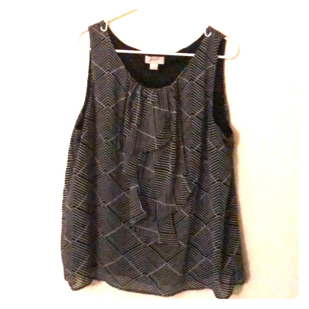 LOFT: Blouse (striped pattern—black and white)